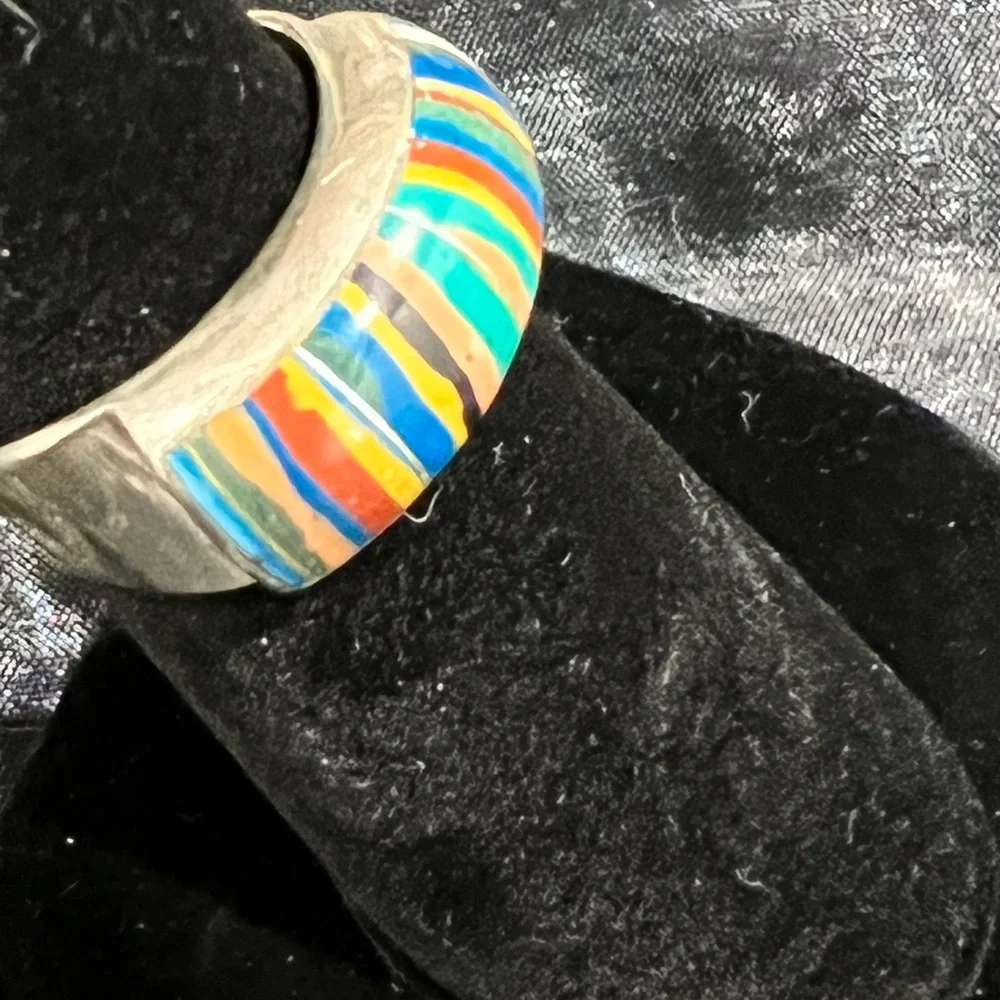 RARE…Rainbow Casillica Sterling Silver Band - Picture 6 of 6